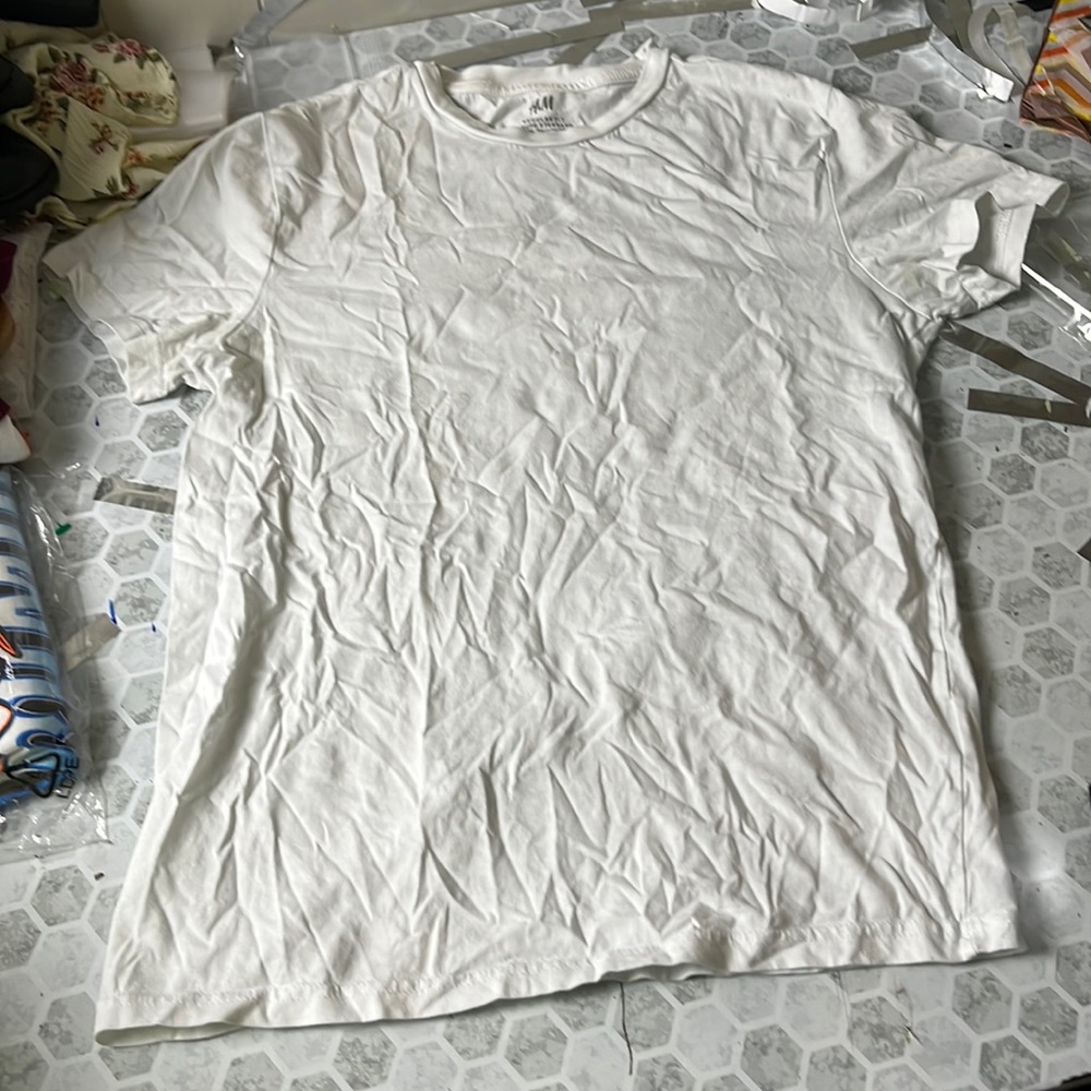 H&M Small Regular Fit Coupe Standard White Short Sleeve T Shirt